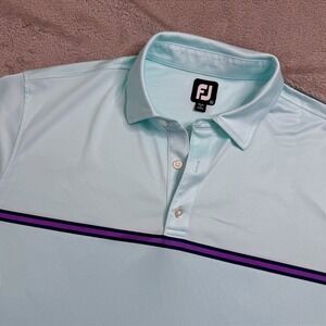FootJoy Mens XL‎ Golf Polo Shirt Light Green/Blueish with  Stripe Athletic FJ